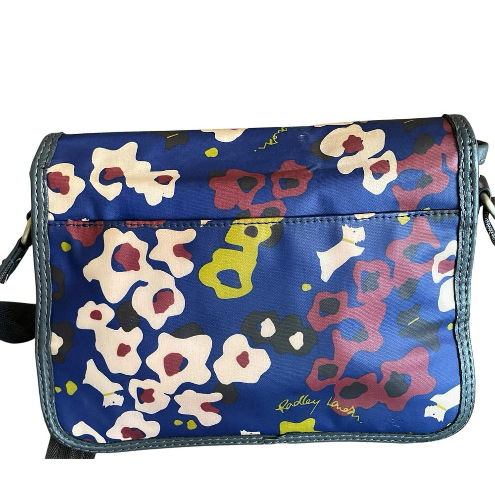 RADLEY LONDON Blue Scottie Dog Purple Nylon Shoulder Flap Zip Crossbody Bag RARE - Picture 6 of 16